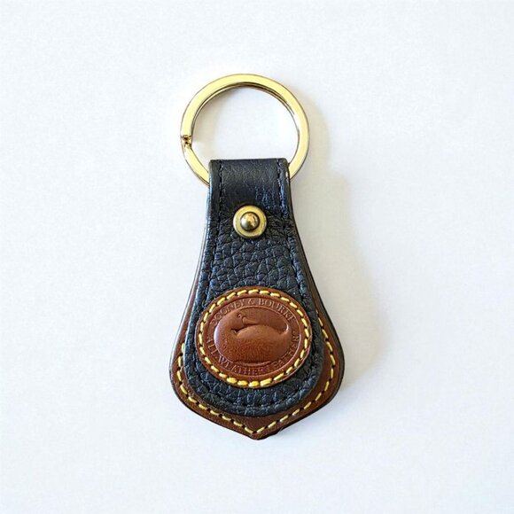 Dooney & Bourke Vintage All Weather Leather Key Fob Duck Logo Black Brass NWT - Picture 1 of 10